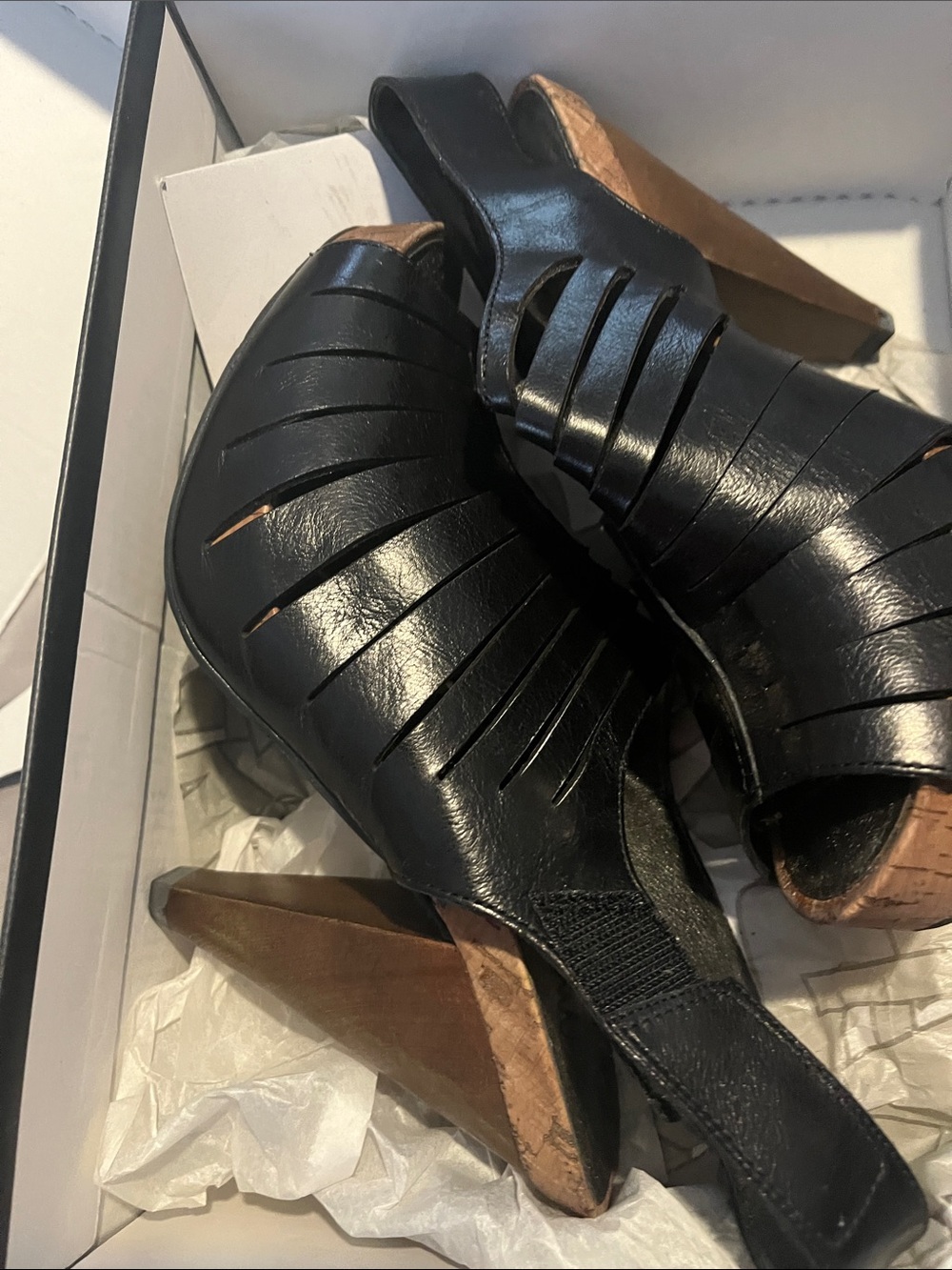 Miss Sixty Black Cutout Peep-Toe Slingback Heels - Picture 4 of 5